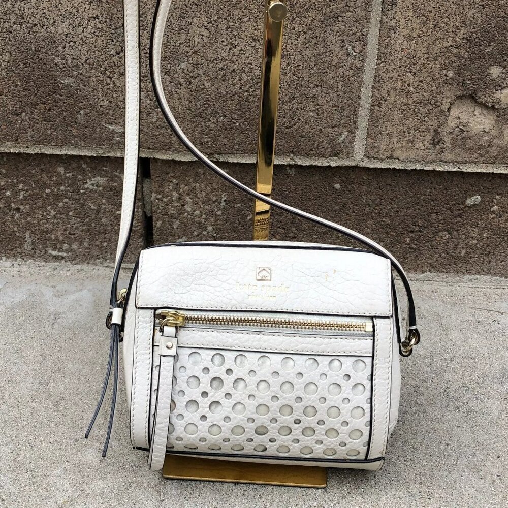 KATE SPADE Perri Lane Bubbles Crossbody Purse White Shoulder Bag Pebble Leather - Picture 2 of 11